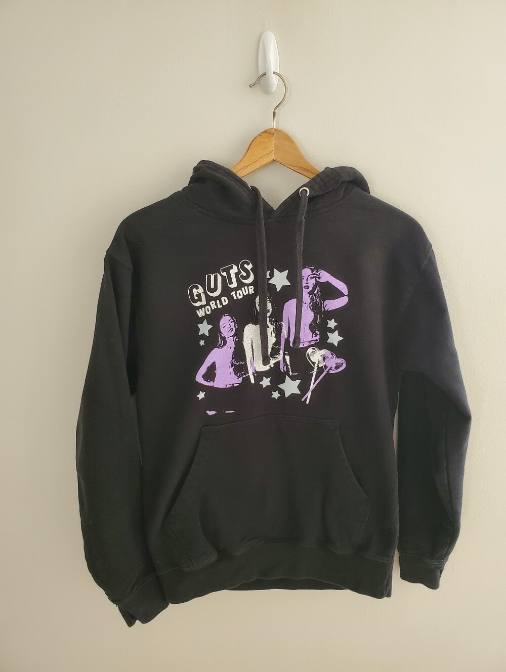 Olivia Rodrigo GUTS World Tour Official Merch Black Pullover Hoodie Womens S